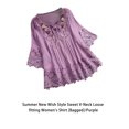 thumbnail image 4 of Sonducket Blusa vintage para mujer: hecha de una camisa con cuello en V cómoda y duradera Tops Bow Family Adecuado para su diario blanco S Prendas para la parte del cuerpo púrpura L, 4 of 6
