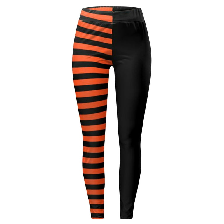 Workout Leggings for Women Women Yoga Hallowstripes Pants Stretch Black And  Orange Stripe Leggings Print Womens Sports High Pants 