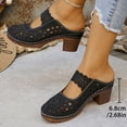 thumbnail image 5 of Dakaela Clogs for Women Closed Toe Chunky Heels Mules Cutout Hollow Slip on Slides Loafer Shoes Arch Support Summer Heeled Sandals Black 6.5, 5 of 9