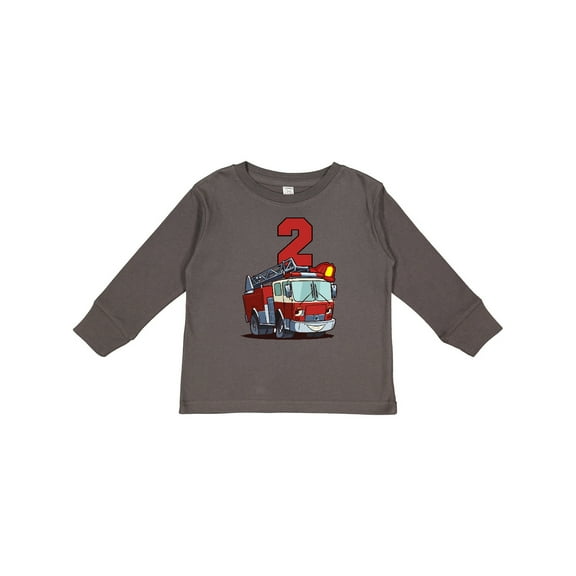 Inktastic 2nd Birthday Fire Truck Boys or Girls Long Sleeve Toddler T-Shirt