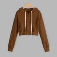 thumbnail image 2 of Womens Fashion Tops Hoodies Fashionable Casual Solid Color Pocket Long Sleeve Sweatshirt Hoodies & Sweatshirts Polyester Hoodie Brown Size S-3Xl Fall Sweatshirts For Women, 2 of 4