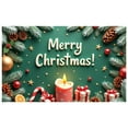 thumbnail image 5 of Green Theme Christmas Banner Festive Design Merry Christmas Banner Red Ornaments Gold Stars Xmas Banner for Christmas Party Holiday Celebration Indoor Decoration, 5 of 9