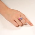 thumbnail image 3 of Extraordinary Fantastic Mind Blowing 1.75 Carat Flower Red Ruby And Sapphire Moissanite Diamond Engagement Ring on 10k White Gold, 3 of 3