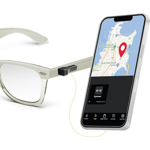 Spec Finder for Android | Dolphin Eyewear Tracker | tag8 Glasses Tracker Compatible with Android and Apple ioS | Prevents Loss with Configurable Separation Alarm | Compact Rechargeable Battery