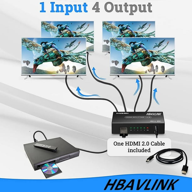 Répartiteur HDMI NEWCARE 4K 1 en 3 sorties, prise en charge du répartiteur  HDMI 1 × 3 4Kx2K, 1080P, 3D, HDR, DTS/Doby-TrueHD pour Xbox PS4 PS3 