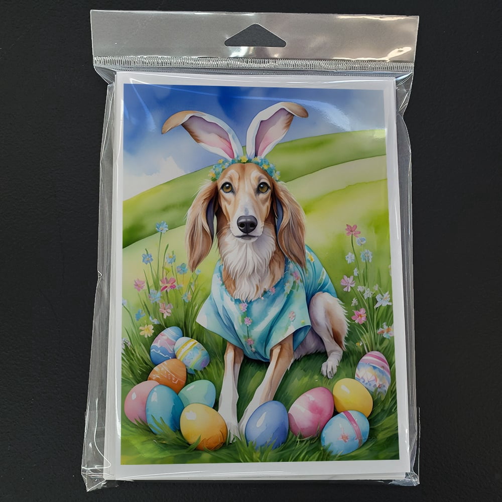 Saluki Easter Egg Hunt Greeting Cards Pack of 8 7 in x 5 in
