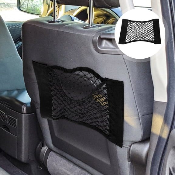 OATIPHO 2Pcs Black Car Storage Net Front Seat Organizer Elastic Mesh Bag for Mobile Phones and Bottles