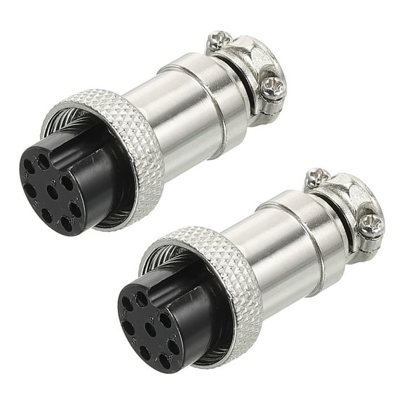 Uxcell Aviation Connector GX16 8 Pins 16mm Silver Female Wire Panel Docking Connector 2 Pack