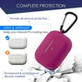 thumbnail image 2 of Insten Shockproof Silicone Protective Skin Compatible with Apple AirPods Pro 2019 Charging Case, Supports Wireless Charging, Includes Carabiner Keychain, Rose Red, 2 of 10