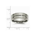 thumbnail image 6 of Titanium Grooved Beveled Edge 8mm Brushed and Polished Band Size: 12; for Adults and Teens; for Women and Men, 6 of 6