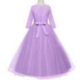 thumbnail image 5 of FYMNSI Girls Dresses Toddler Kids Lace 3/4 Sleeves Floral Princess Dress Wedding Party Formal Evening Long Gown 5-6 Years Light Purple, 5 of 7