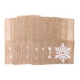 thumbnail image 2 of 10x Marrón Arpillera Cuchillería Titular Copo De Nieve Lino Bolsos Xmas Vajilla SM SunniMix Titular de cubiertos de arpillera, 2 of 7