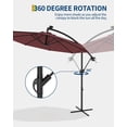 thumbnail image 4 of YUSAZENS 10FT Offset Patio Umbrella with Cross Base, Fade Resistant Canopy, 360° Rotation & Infinite Tilt for Deck Pool Garden, Wine Red, 4 of 7
