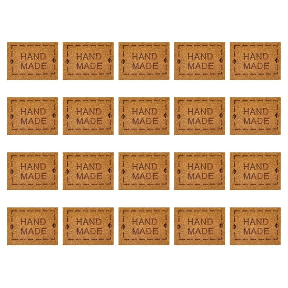 Uxcell 40Pack Microfiber Handmade Leather Label Sewing Embossed Crochet Tags, Brown