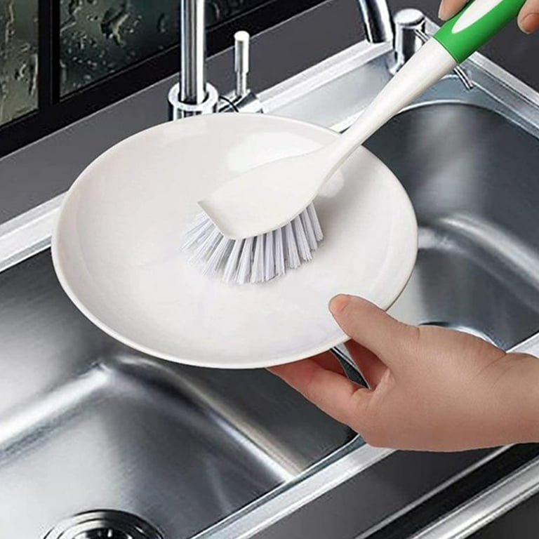 Stainless Steel Scrubber Dish Brush with Handle, Kitchen Steel