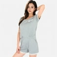 thumbnail image 2 of Lounge Women's Lace Trim Short Sleeve Pajama Set with Pocket Detail - Small, Gray, 2 of 7