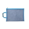 thumbnail image 1 of Blue Mesh Handheld Bag Transparent Nylon Zipper Pouch For Documents Cosmetics Toys A4 Size, 1 of 7