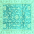 thumbnail image 1 of Ahgly Company Indoor Square Oriental Turquoise Blue Modern Area Rugs, 3' Square, 1 of 4