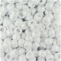 BeadTin White Pearl 9mm Barrel Pony Beads (500pc)