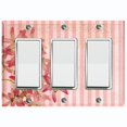 thumbnail image 1 of Metal Light Switch Plate Outlet Cover Tropical Pink Floral Striped Damask FLW065, 1 of 13