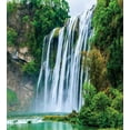 thumbnail image 3 of Waterfall Duvet Cover Set, Huge Waterfall Landscape Surrounded by Green Botanic Plants Nature Art, Decorative 3 Piece Bedding Set with 2 Pillow Shams, Queen Size, Green and White, by Ambesonne, 3 of 3