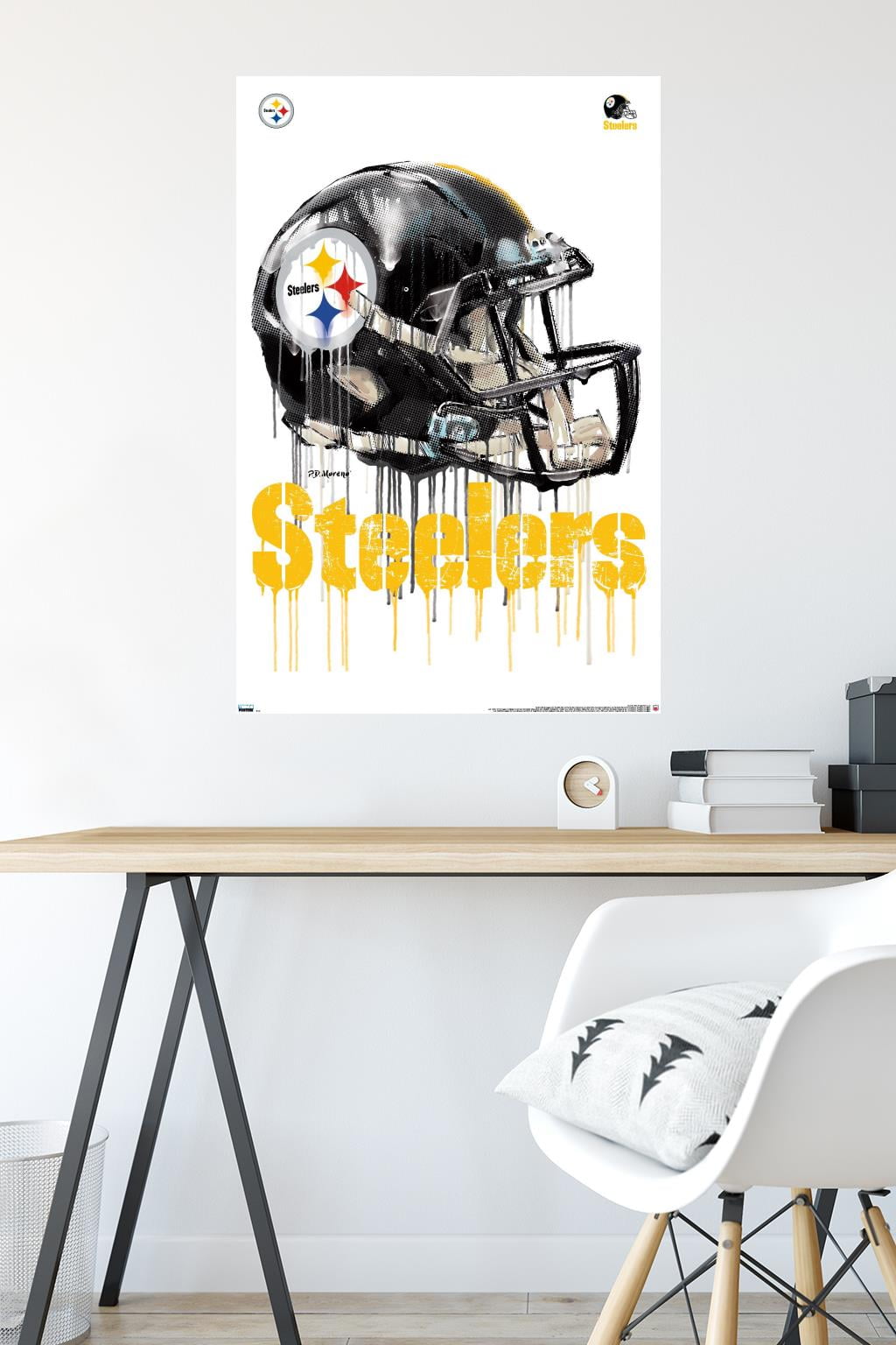 T5D66HLLG-PIT - Pittsburgh Steelers Officially Licensed NFL Desk Top  Picture Poster - 5D Football Floating Helmet - Holographic Effect Sports  Coaster for Football Fans - 6 x 6 Pittsburgh Steelers Helmet Wall