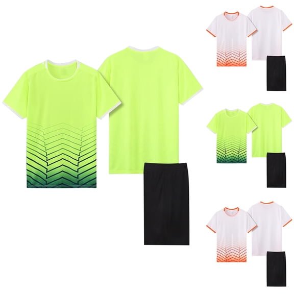 Eltusu Girls Athletic Outfit Sets, Running Crew Neck Short Sleeve Shirts and Shorts Sets Green Size 10-12 T