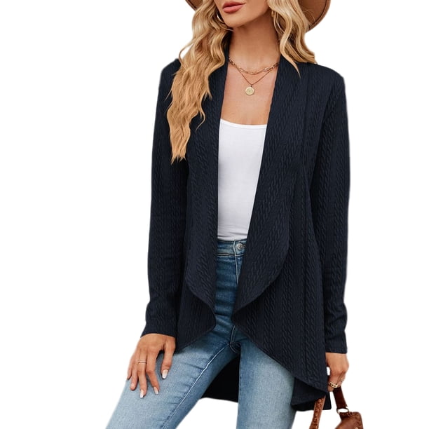 Cárdigan Ligero Cárdigan ligero para mujer Estilo informal Cárdigan de verano Traje de vacaciones irregular Ygjytge Azul Marino L para Mujer