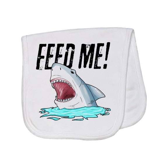 Inktastic Feed Me with Shark Head Baby Burp Cloth