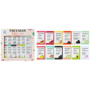 Freeman Limited Edition 12 Days of Glow Facial  Kit, 12 Piece Holiday Face  Gift Set
