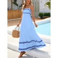thumbnail image 4 of Light Blue Womens Flowy Sleeveless Maxi Dress With Zigzag Trim For Beach Holiday Casual Wear, 4 of 6