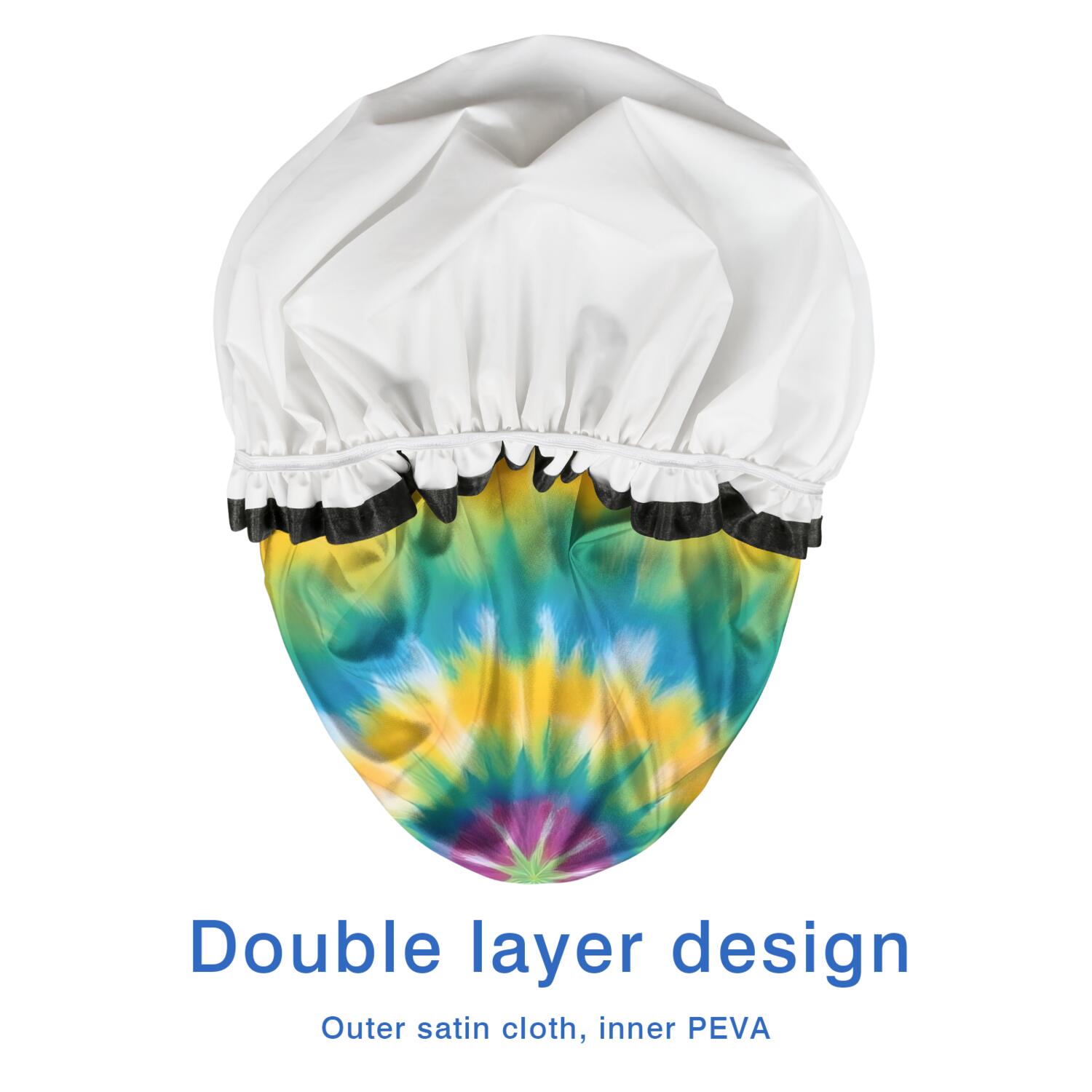 Shower Caps,Rainbow Tie Dye Mandala Pattern Waterproof Shower Cap for Women 4 Pieces,Double Reusable Hair Cover for Shower PEVA Elastic Stretch Hem