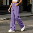 thumbnail image 4 of Straight Leg Pants for Women - High Waist Relax Fis Trousers with Pockets - Elastic Waist Comfy Casual Walking Bottoms, 4 of 7