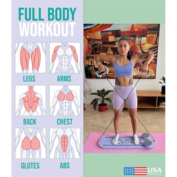 Portable Pilates Reformer Board Set with Resistance Bands, Ball, and Timer Display for Home Workouts