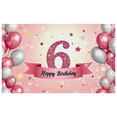 thumbnail image 2 of Sparkly Number 6 Happy Birthday Banner with Balloon and Star Elements Party Backdrop Background for Birthday Party Decorations Photography Props and Event Decors, 2 of 8