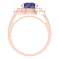thumbnail image 4 of 2.6 ctw with Simulated Diamond Halo Accents Anniversary Ring for Women | Round Cut Simulated Tanzanite | Hyperallergenic Solid 14K Rose Gold, 4 of 5