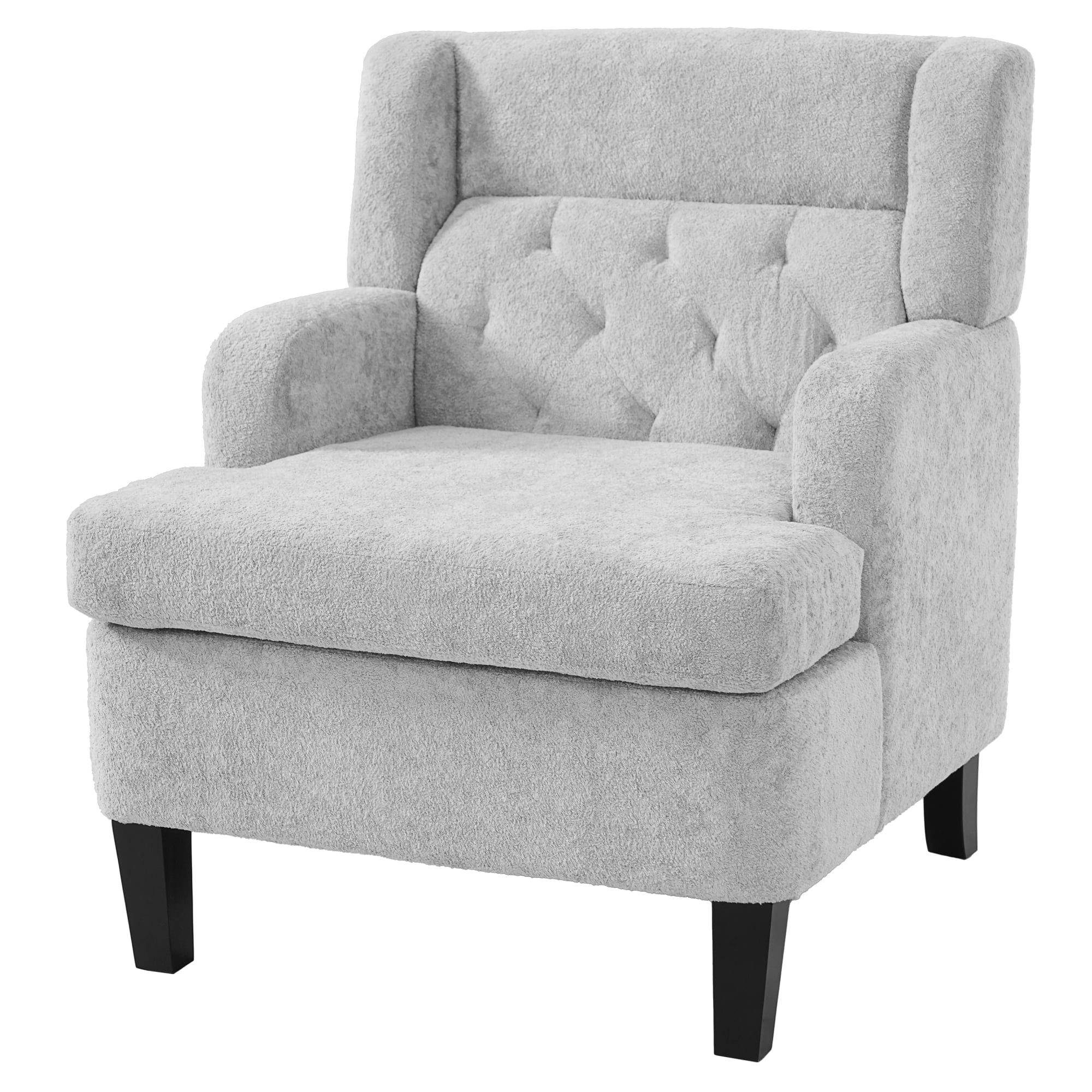 Leumius Accent Chair, Modern Tufted Armchair, Upholstered Single Sofa Chair for Living Room and Bedroom, Light Grey