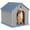 Blue&Grey, variant on Indoor Outdoor Waterproof Dog House,PP Material,Puppy Shelter with Air Vents and Elevated Floor,Sturdy Dog Kennel for Small to Large Sized Dogs, Easy to Assemble (Blue, 38.62*36.26*38.07 Inches)
