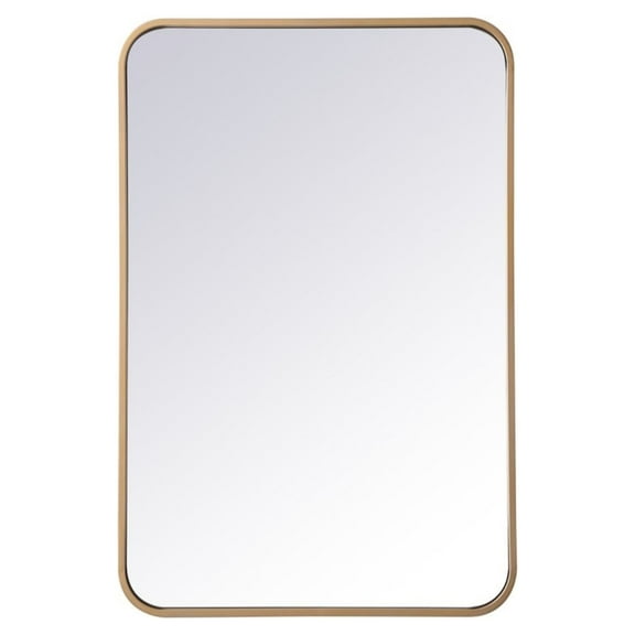 Soft corner metal rectangular mirror 20x30 inch in Brass