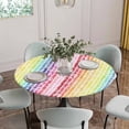 thumbnail image 2 of Dandelion Fitted Tablecloth with Elastic Edged, Round Table Cloth for Dining Table, Rainbow Stripes Modern Minimalist Flowers Waterproof Oil Proof Table Cover for Indoor Outdoor 55"-60", 2 of 8