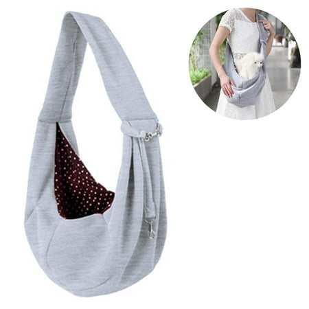Dog And Cat Sling Carrier  Hands Free Reversible Pet Papoose Bag - Adjustable - Soft Pouch And Tote Design  Suitable For Puppy  Small Dogs  And Cats For Outdoor Travel - Grey