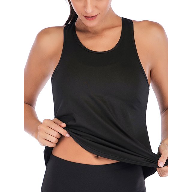 Womens Workout Tie Shirt Yoga Cropped Flowy Racerback Tank Tops Exercise Casual Summer Sports Loose Lounge Running Tops