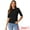 Black, variant on DARING DIVA Women's Crew Neck Top Ruched Half Sleeve Blouse XS Black