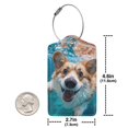 thumbnail image 2 of Rocae Sea Swimming Corgi for Leather Luggage Baggage Tags ID Label Privacy Cover ID Label with Stainless Steel Loop and Address Card, 2 of 5