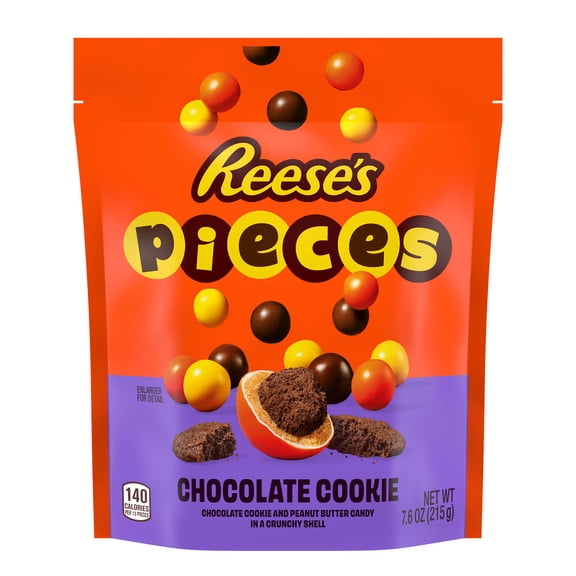 Reese's Pieces Chocolate Cookie and Peanut Butter in a Crunchy Shell, Candy Bag, 7.6 oz