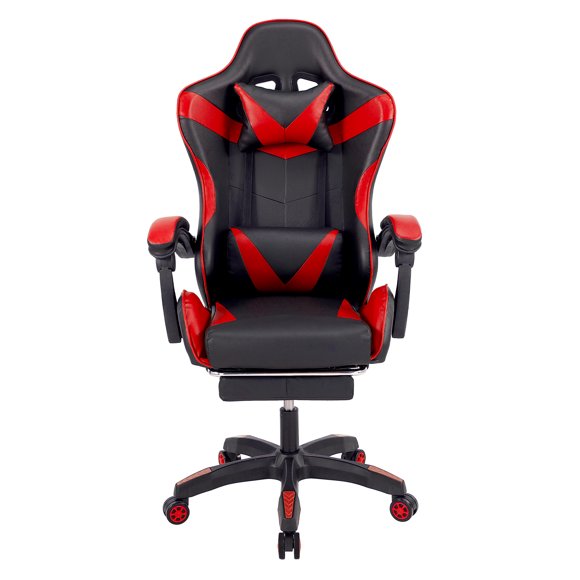 Melior Home Reclining Leather Gaming Chair Ergonomic Support High Back Massage Wheels Red