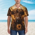 thumbnail image 2 of Fotbe Cute Cow Sunflower Field Camisa Hawaiana para Hombre Unisex – Camisa Casual de Verano con Botones de Manga Corta de Algodón y Lino,Medium, 2 of 7