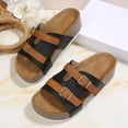 thumbnail image 6 of Slide Sandals for Women Plus-Size Wide Width Breathable Open Toe | Buckle Strap Beach Pool Slippers Thick Soft Sole, #1Black-36, 6 of 8