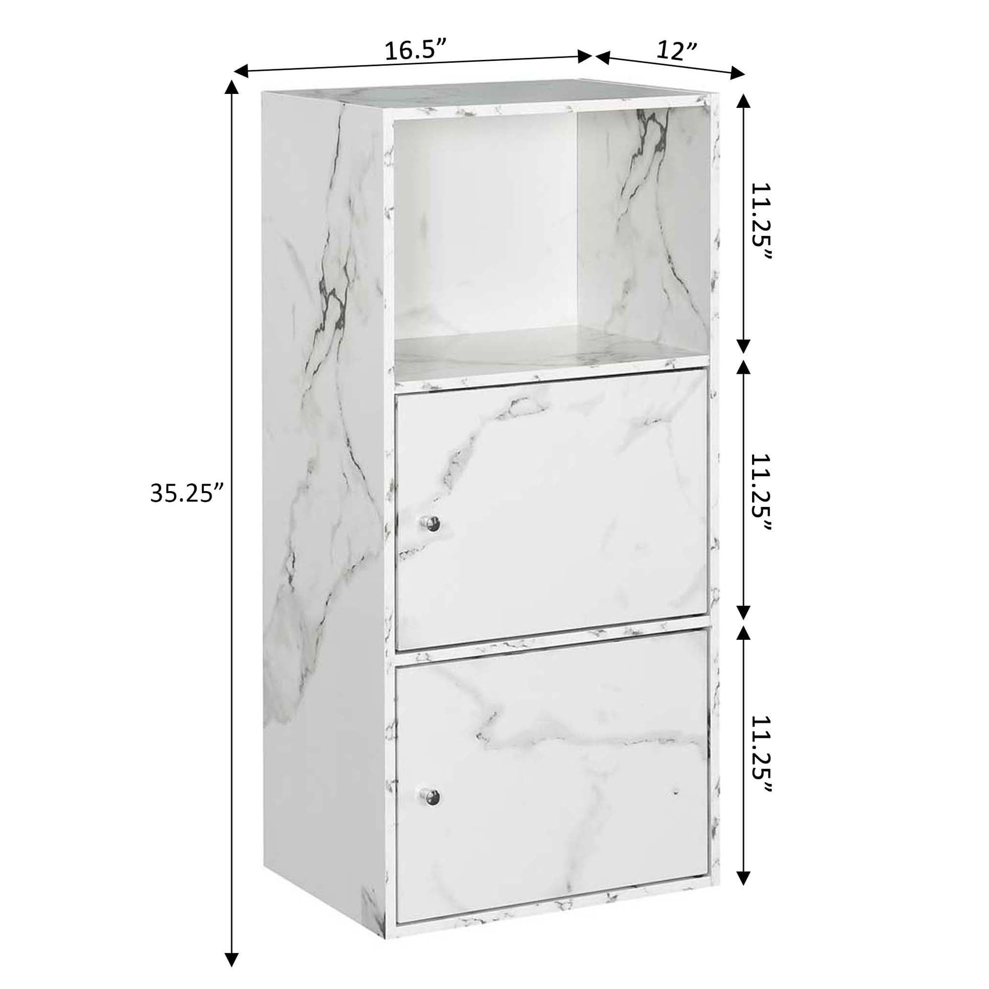 Convenience Concepts Xtra Storage 2 Door Cabinet with Shelf, White Faux Marble