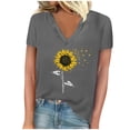 thumbnail image 1 of Camisetas de Manga Corta para las Mujeres, Impresión de Cuello en V Camiseta Casual Top Hecho de 95% Poliéster 5% Spandex para el Uso Diario de Primavera Verano, Camisetas para las Mujeres Casual, 1 of 4